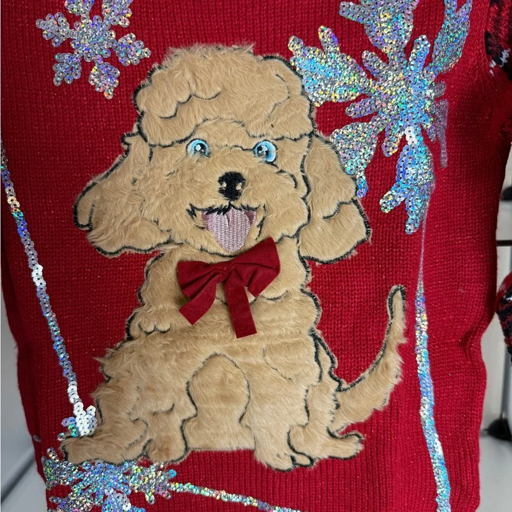 Jolly Sweaters Girls Christmas Ugly Sweater Red Combo Size XS NWT
